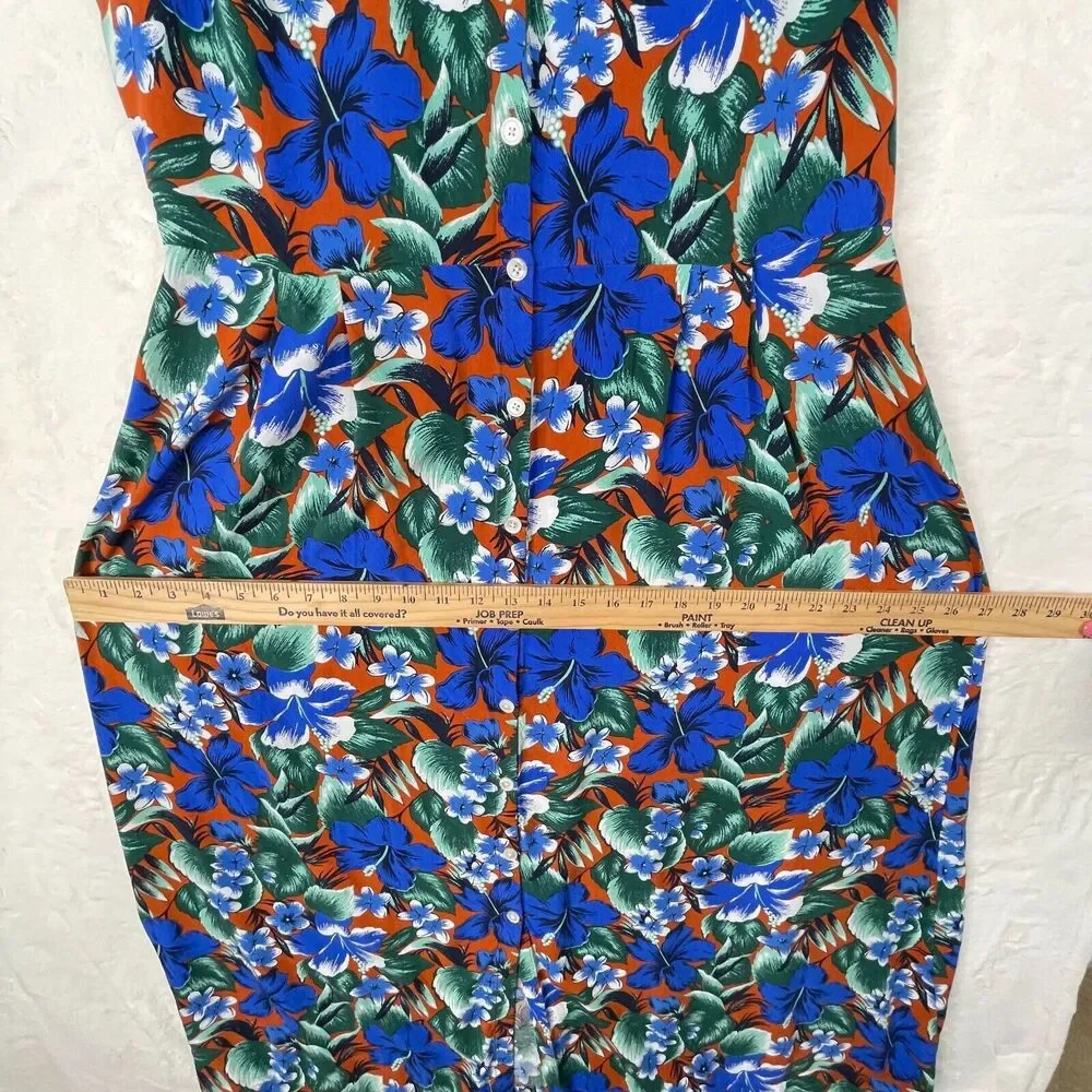 J Crew Maxi Dress Womens Large Blue Multi Floral Botanical Boho Short Sleeves - Picture 9 of 14